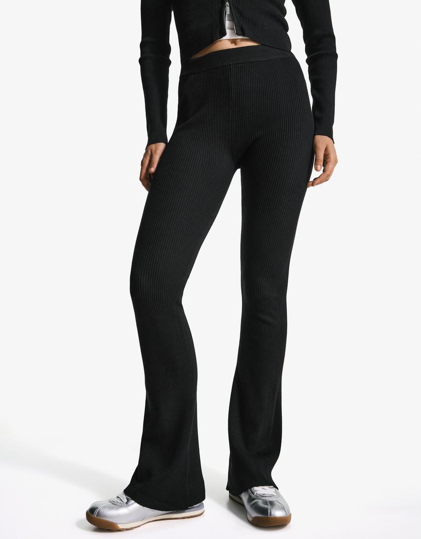 Pantalón flare-Negro-1