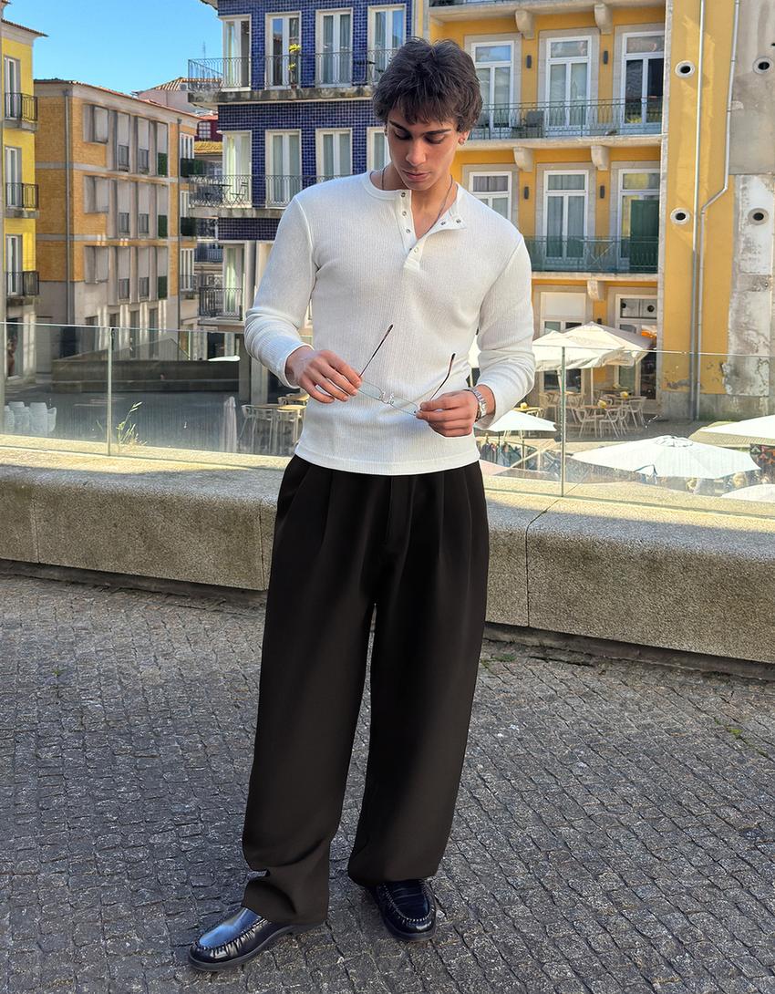 Tailored fit super baggy broek-Zwart