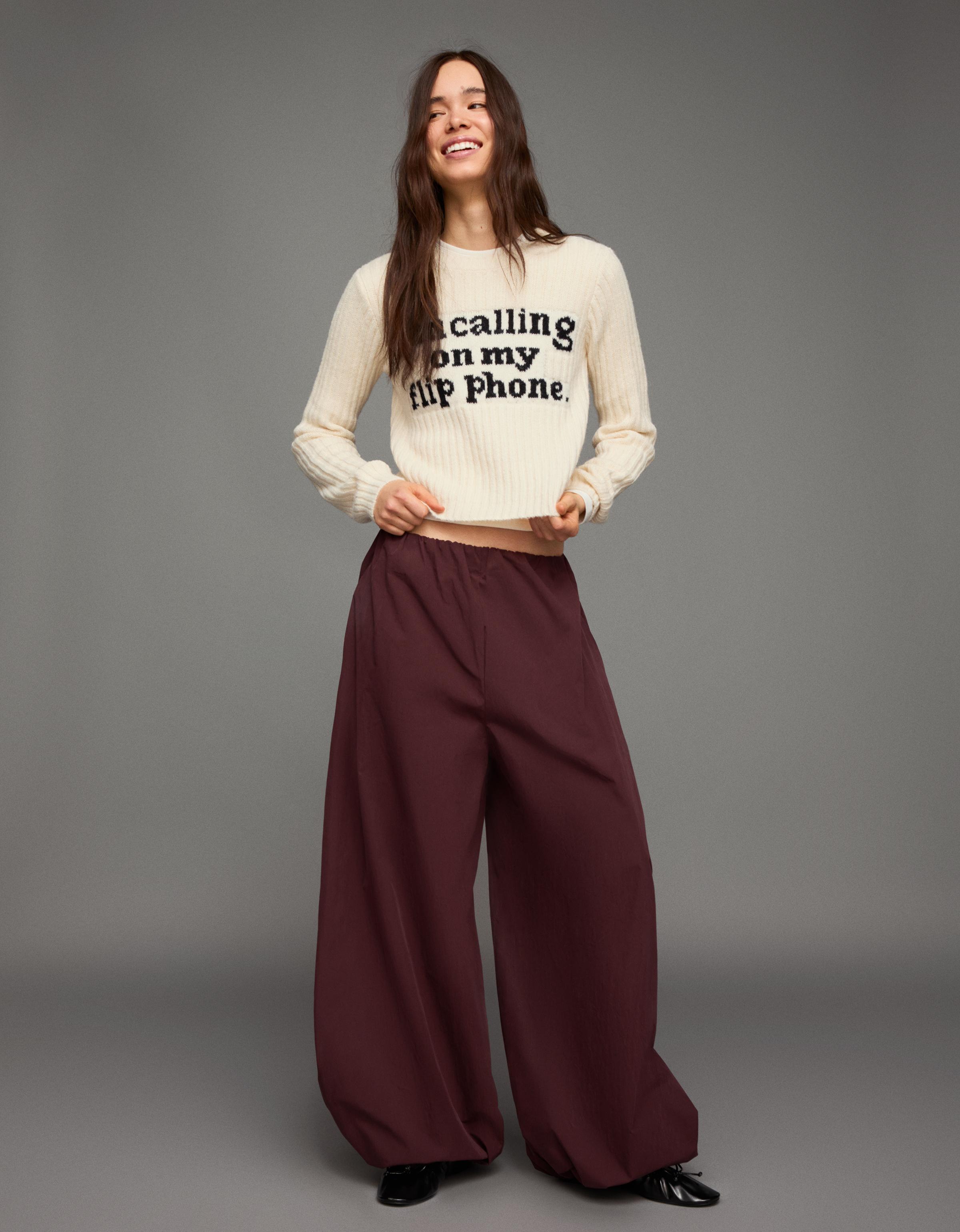 Printed knit jumper — Cream