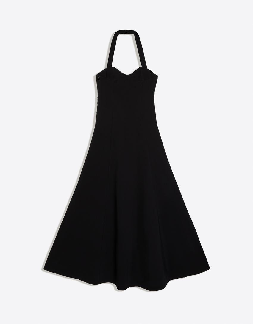 Halterneck midi dress-Black