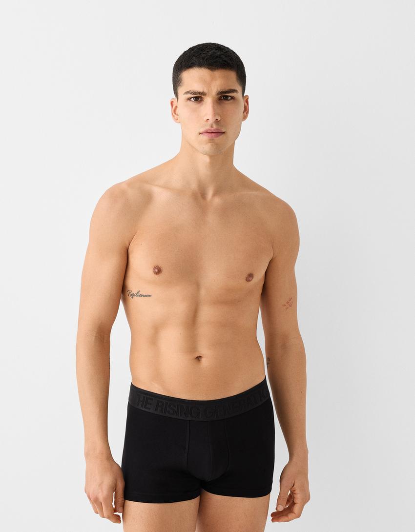 طقم من 3 ازواج بوكسرات بشريط خصر مطبوع-أسود-3