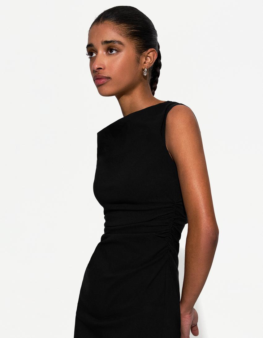 فستان ميدي مرن-أسود