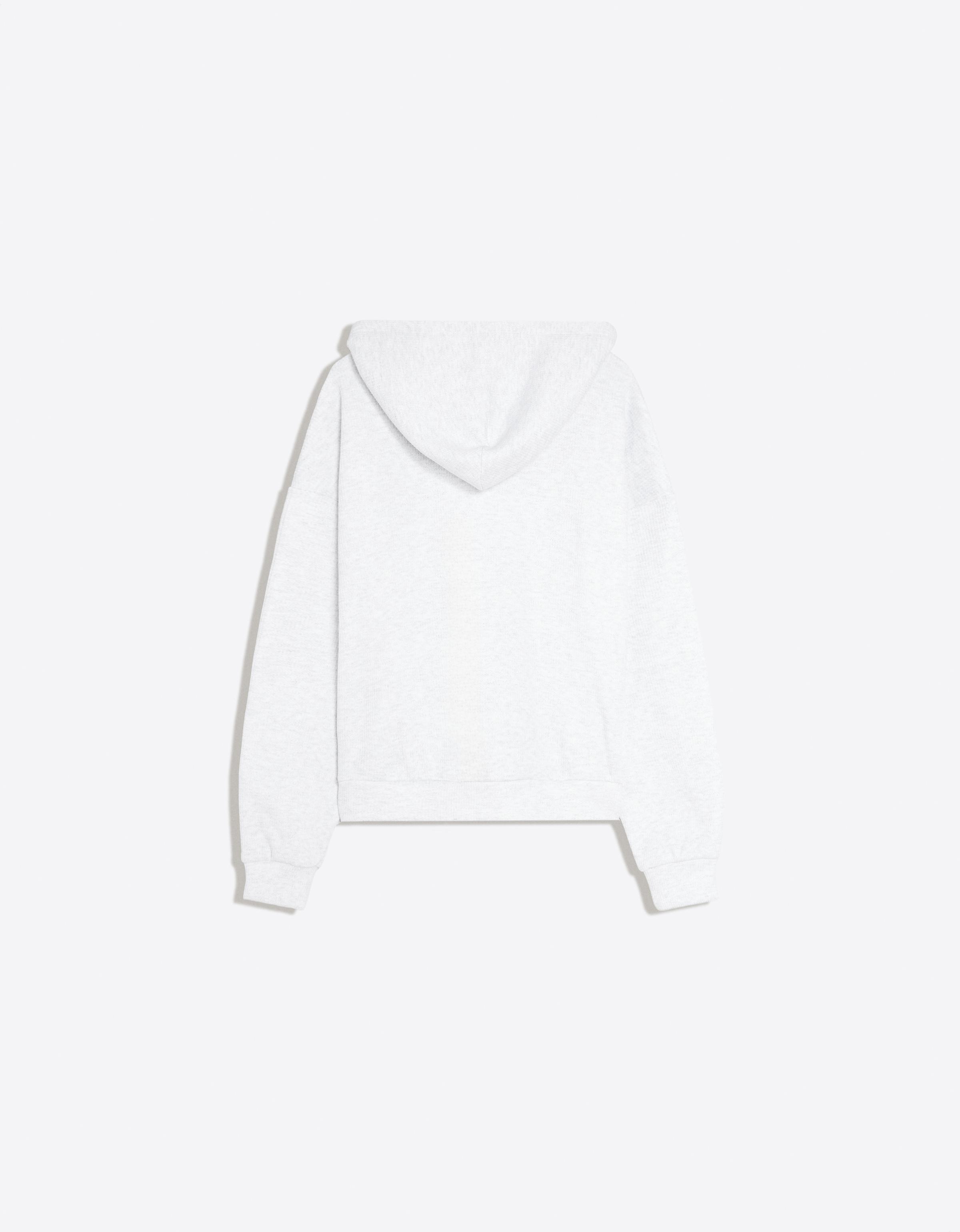 Embroidered waffle-knit hoodie — Grey