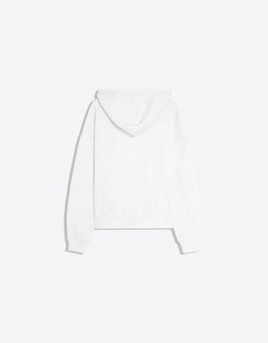 Embroidered waffle-knit sweatshirt with hood — Grey 6