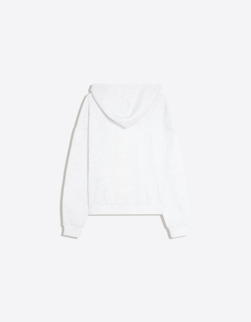 Sudadera capucha waffle bordado-Gris