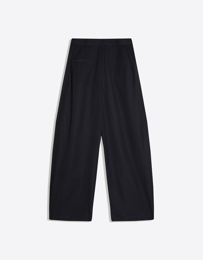 Çapraz belli bol kesim pantolon-Denizci mavisi