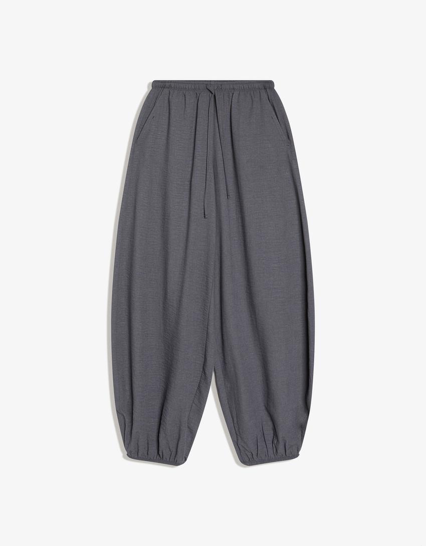 Rustic sarouel trousers-Dark grey