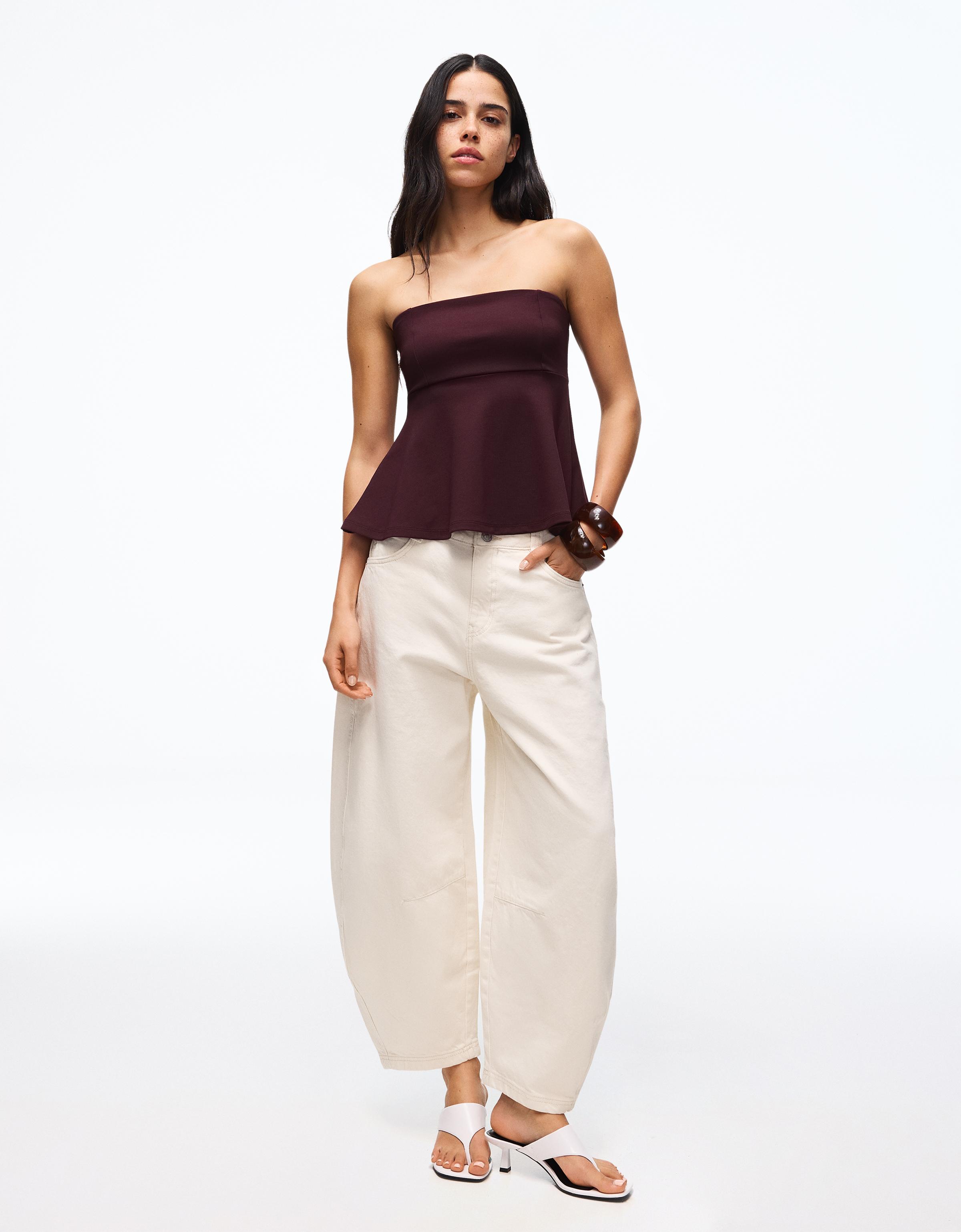 Peplum bandeau top — Violet