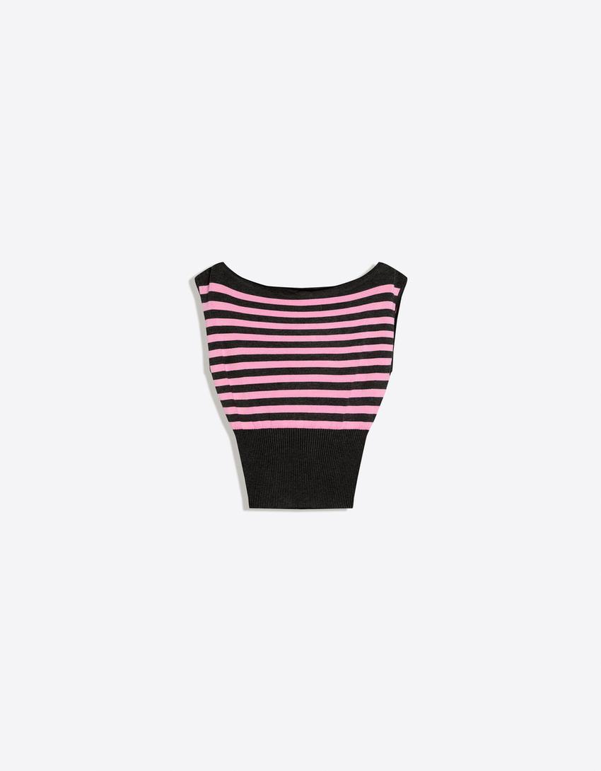 Boat neck top-Pink