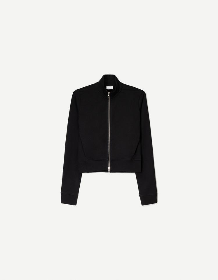 High neck sweatshirt with zip
