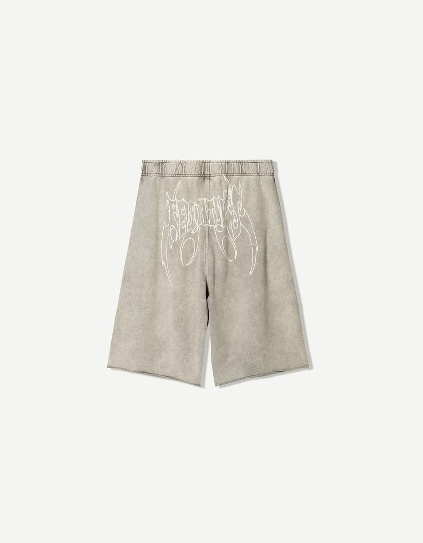 Faded-effect baggy Bermuda shorts