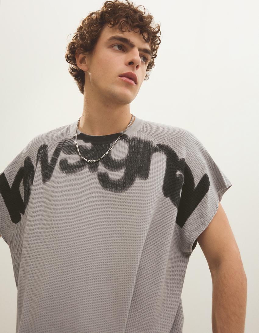 Worker graphic T-shirt-Grey