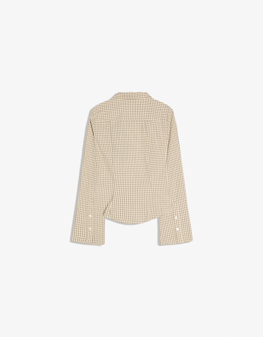 Chemise manches cloche ajustée-Sable