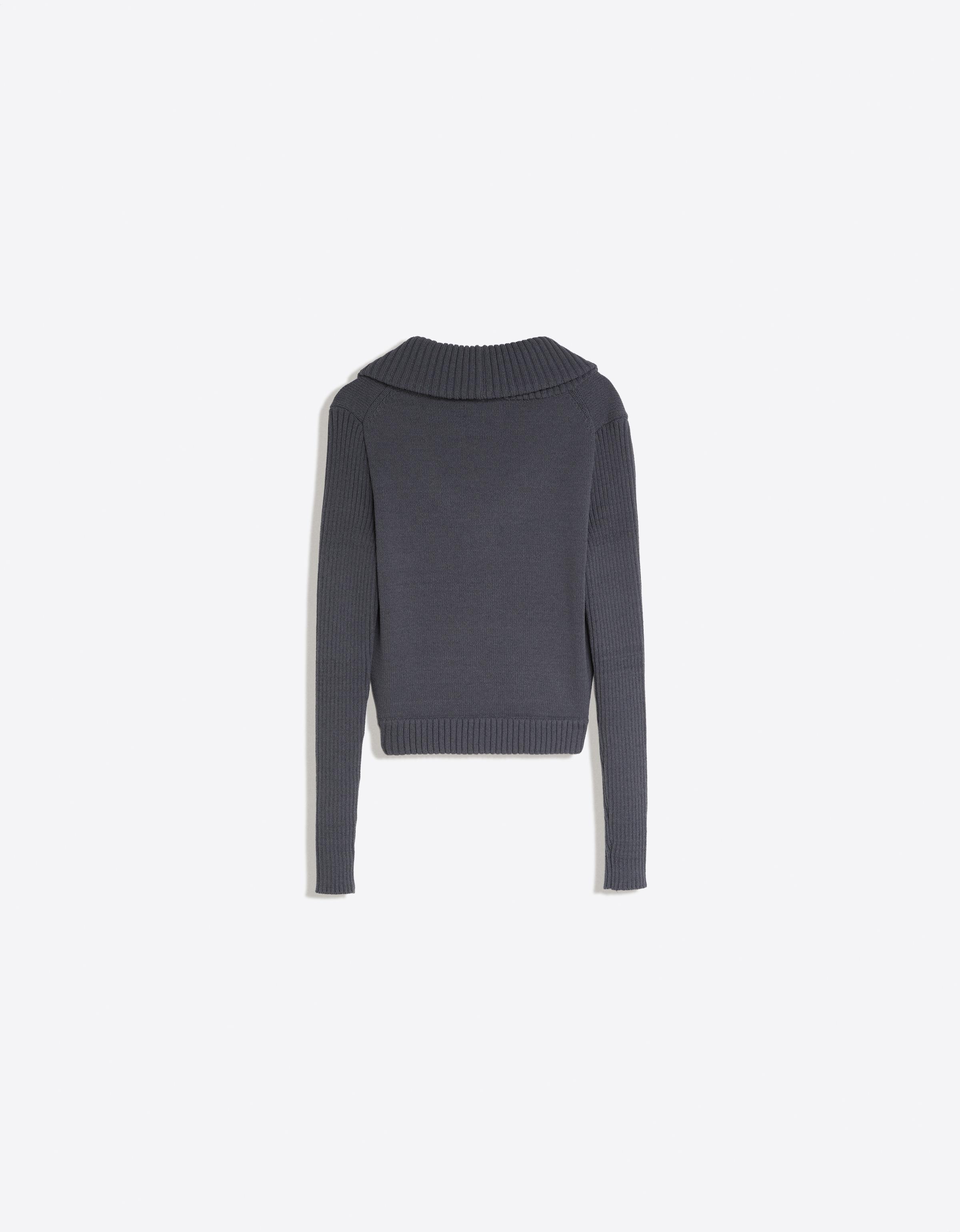 Lapel knit cardigan — Grey