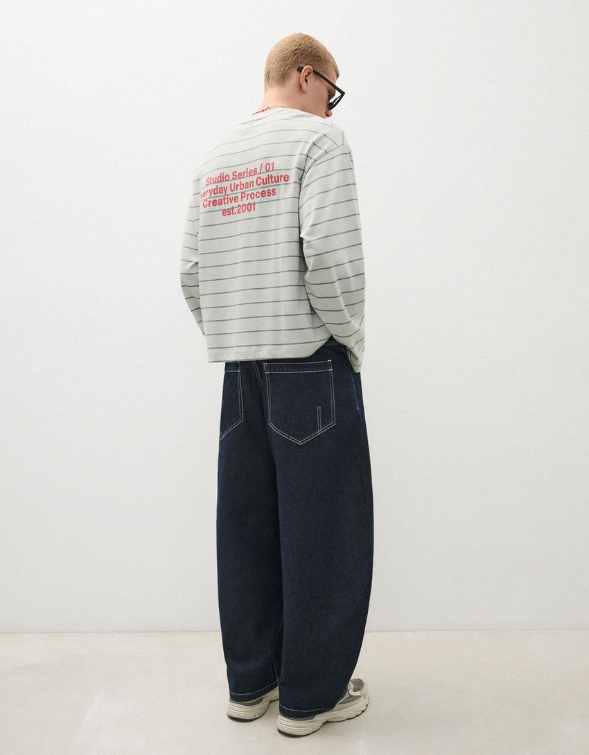Barrel-Jeans-Marinenblau