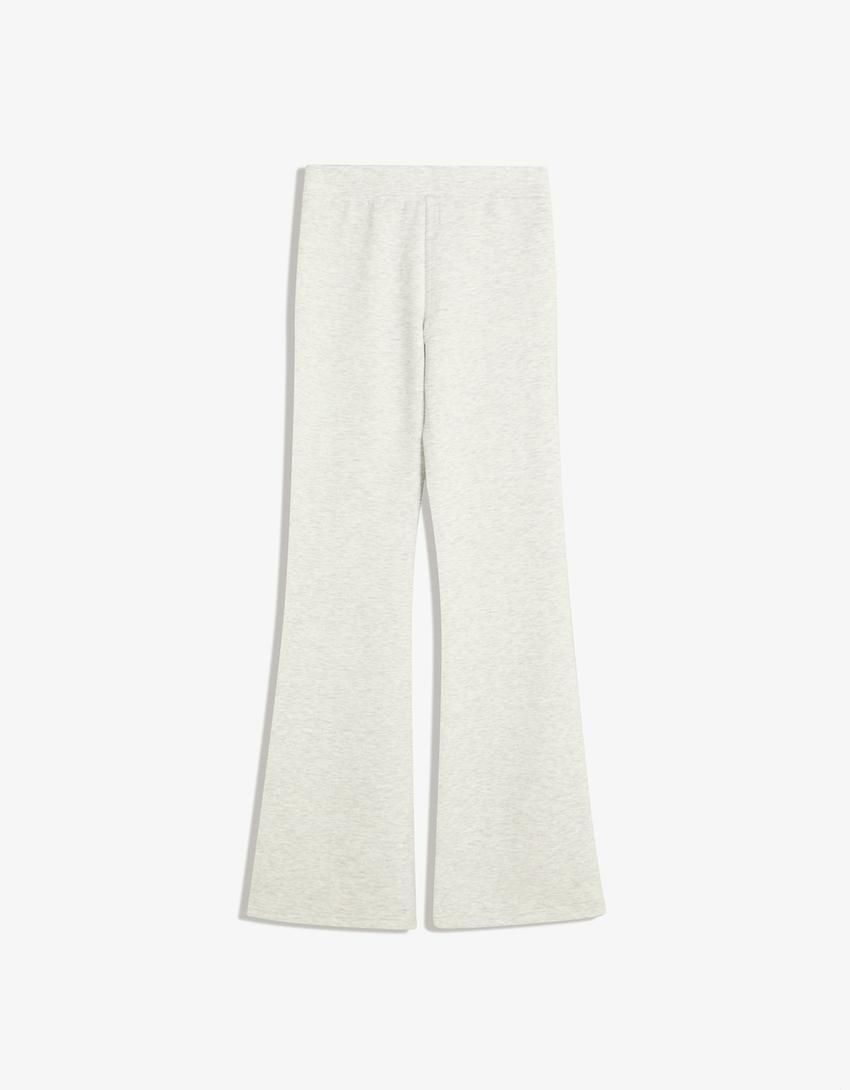 Pantalon flare doux en modal-Gris