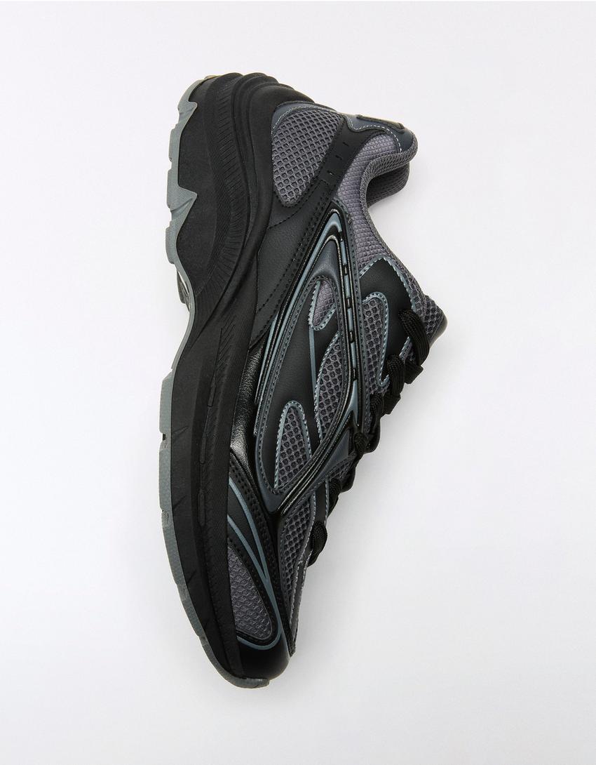 Voluminous sole sneakers-BLACK