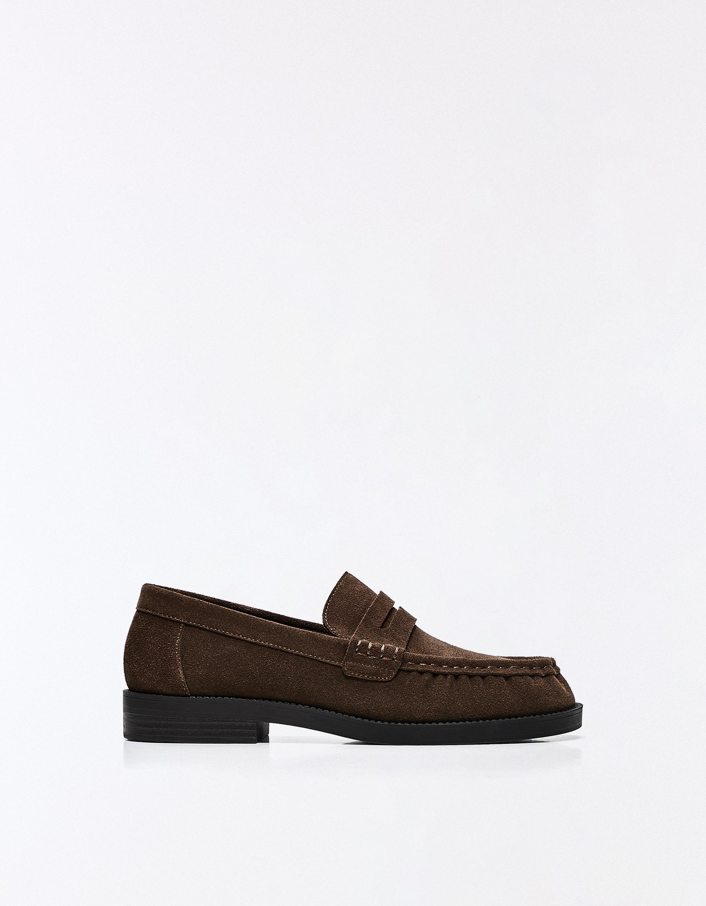 Leather loafers with slim sole — Tan