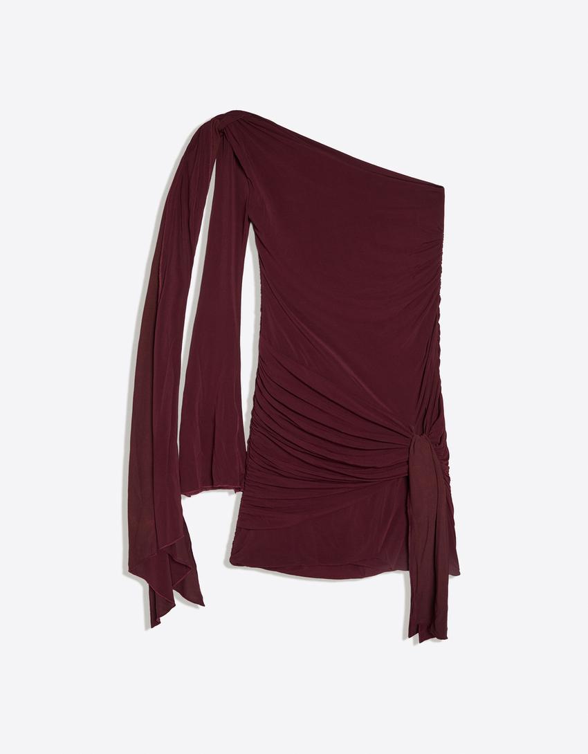 Vestido mini asimétrico MARINA SENA-Granate
