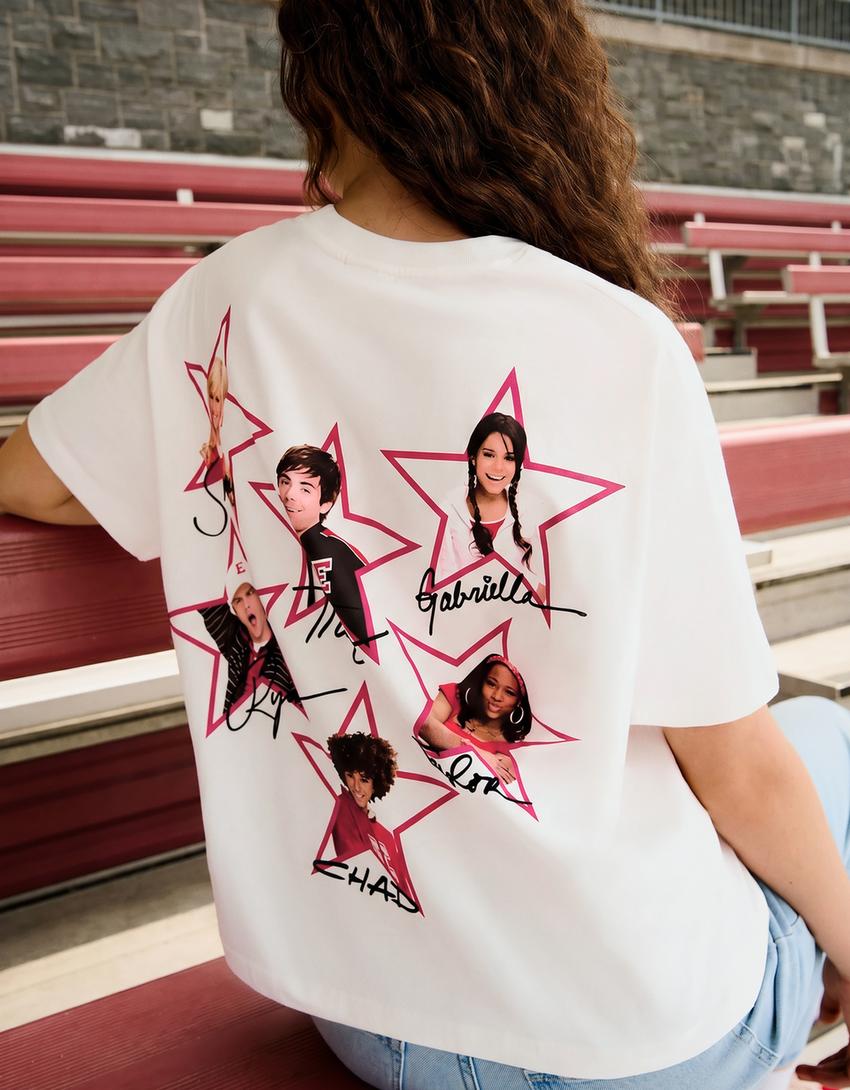 Samarreta boxy estampat High School Musical-Blanc trencat