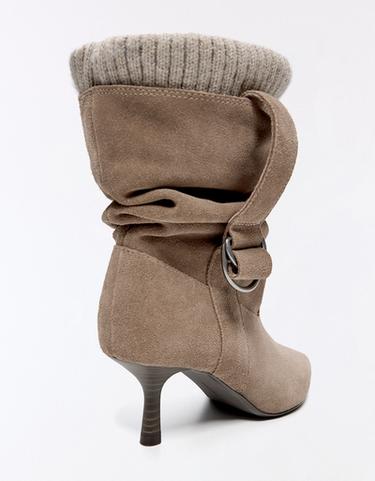 SLOUCHY LEATHER SOCK ANKLE BOOTS — BEIGE 3