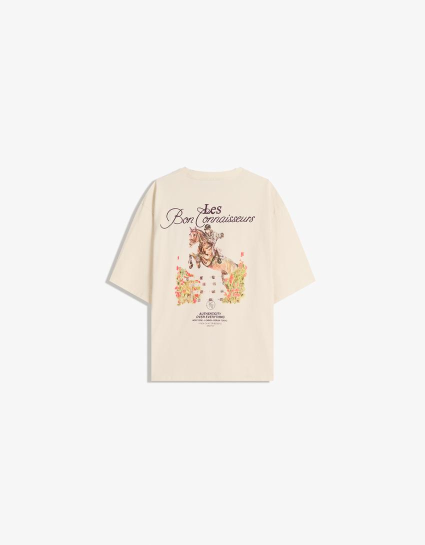 T-shirt manches courtes brodé-Blanc cassé
