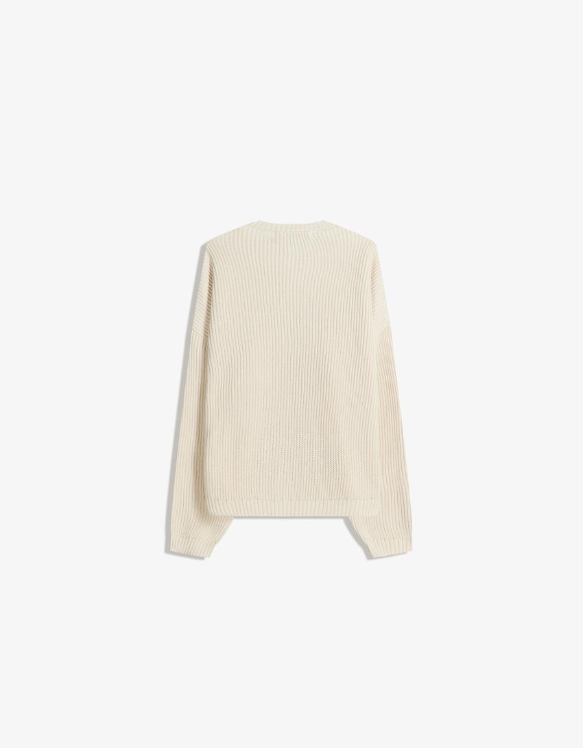 Pull imprimé-Blanc cassé