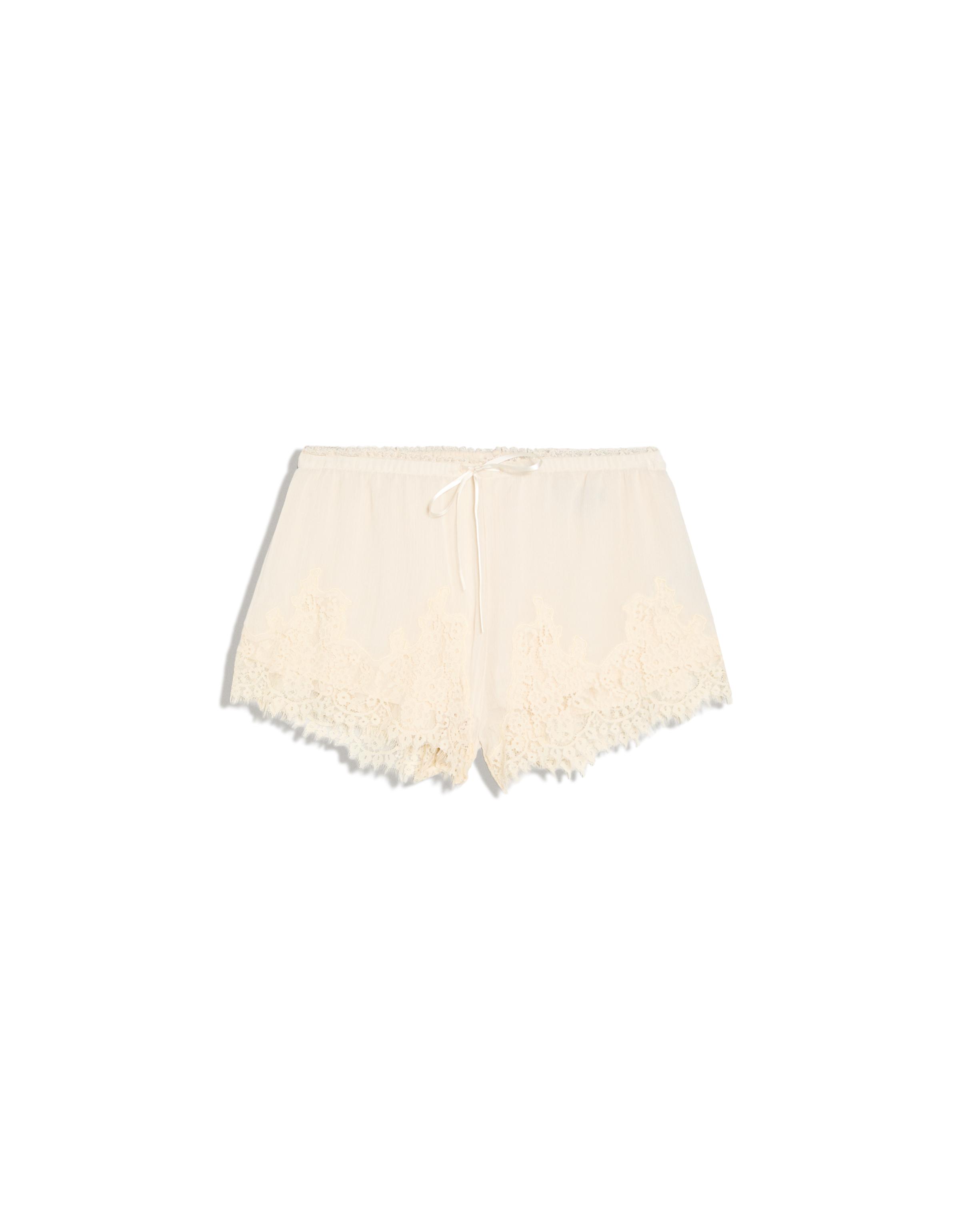 Crinkle lace shorts — Cream