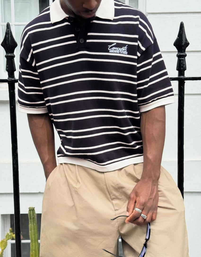 Polo gráfico rayas-Marino