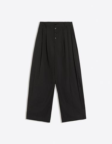 Balloon trousers with pleats and buttons — White / Black 6