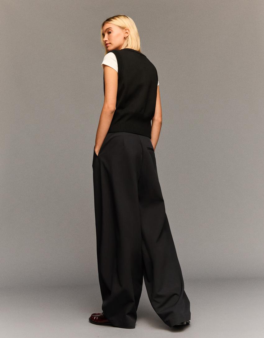 Pantalón tailoring cintura cruzada-Negro-2