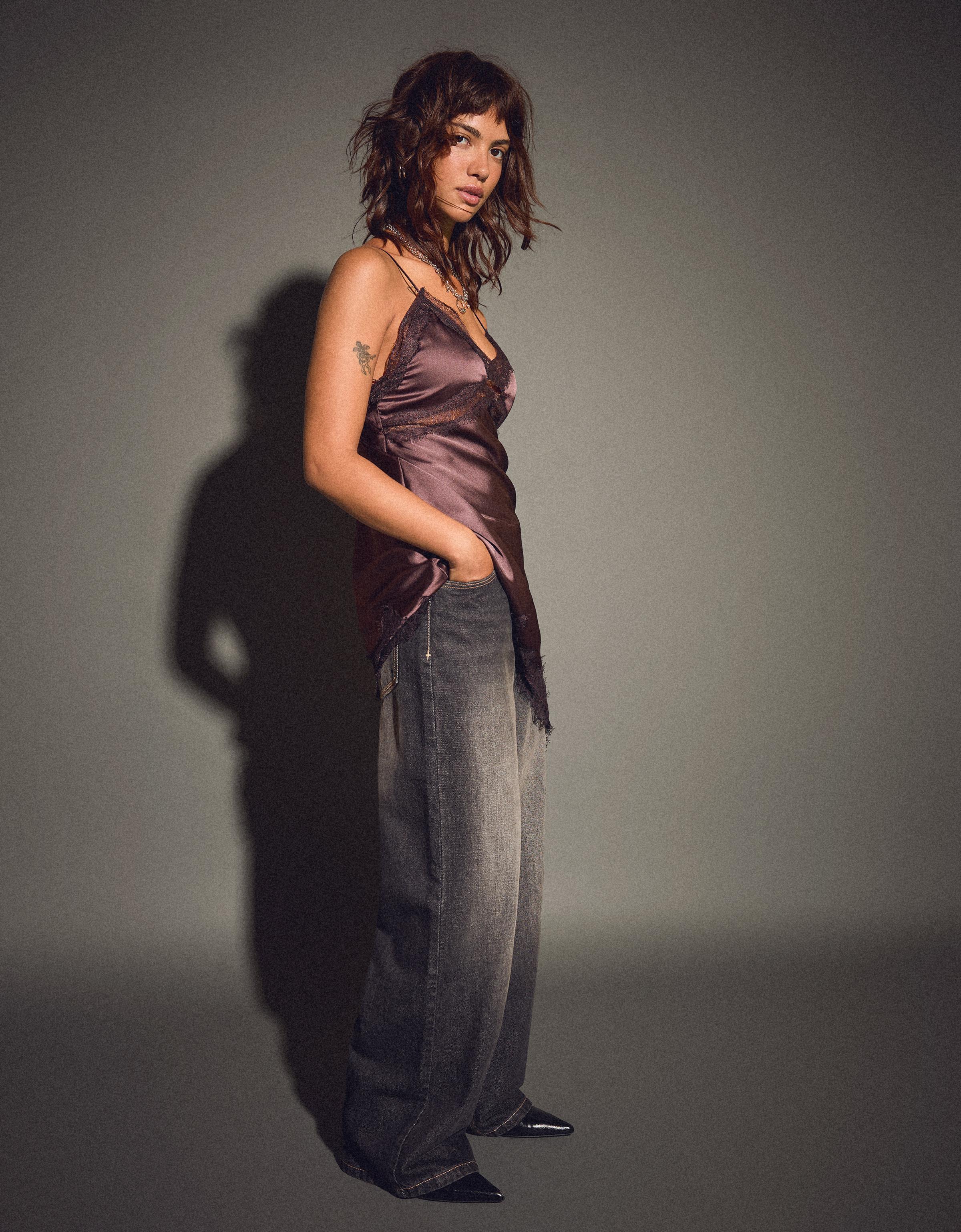 Bershka Boyfriend-Jeans Damen 42 Schwarz