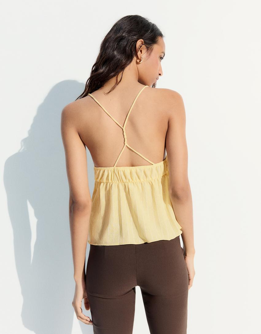 Top tirantes peplum rayas-Amarillo
