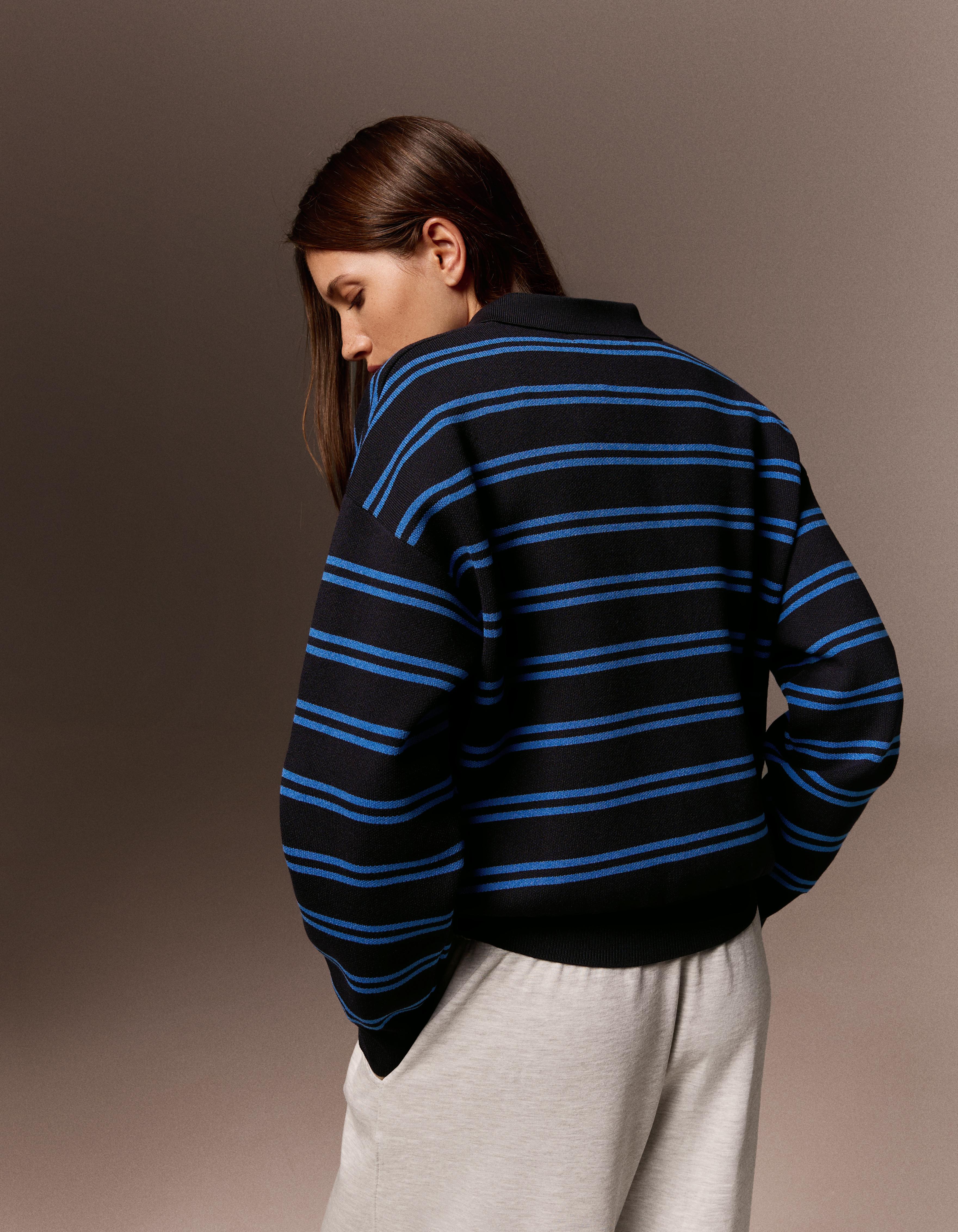 Oversize polo collar jumper — Navy