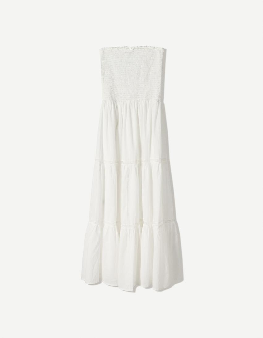 Robe midi bandeau ample-Blanc-4
