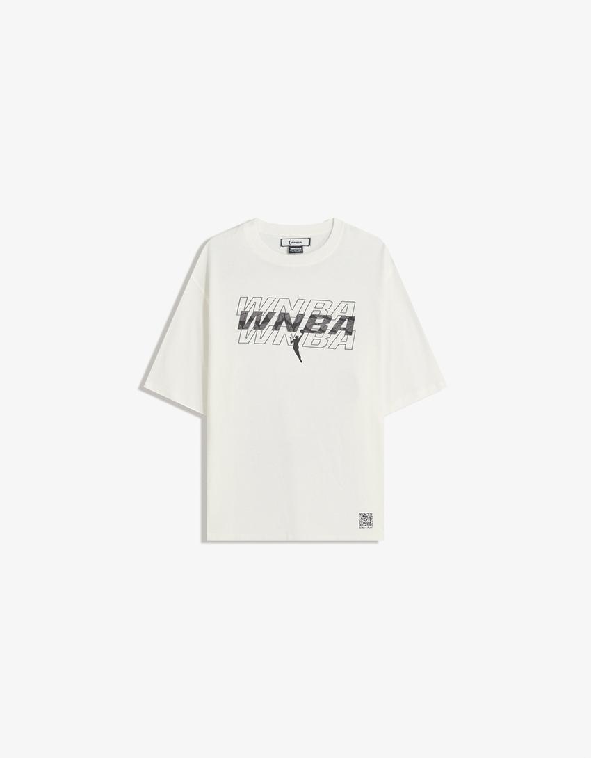 T-shirt WNBA manga curta com filtro digital-Gelo