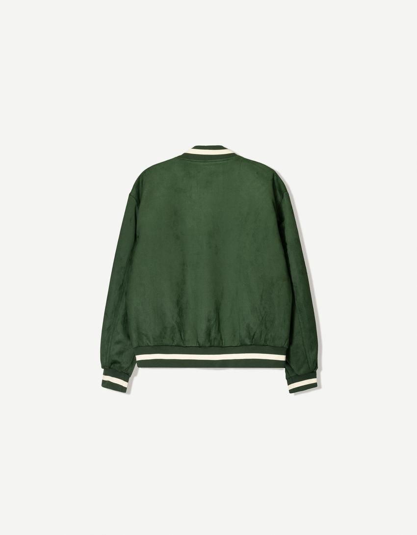 Cazadora varsity efecto suede-Verde-5