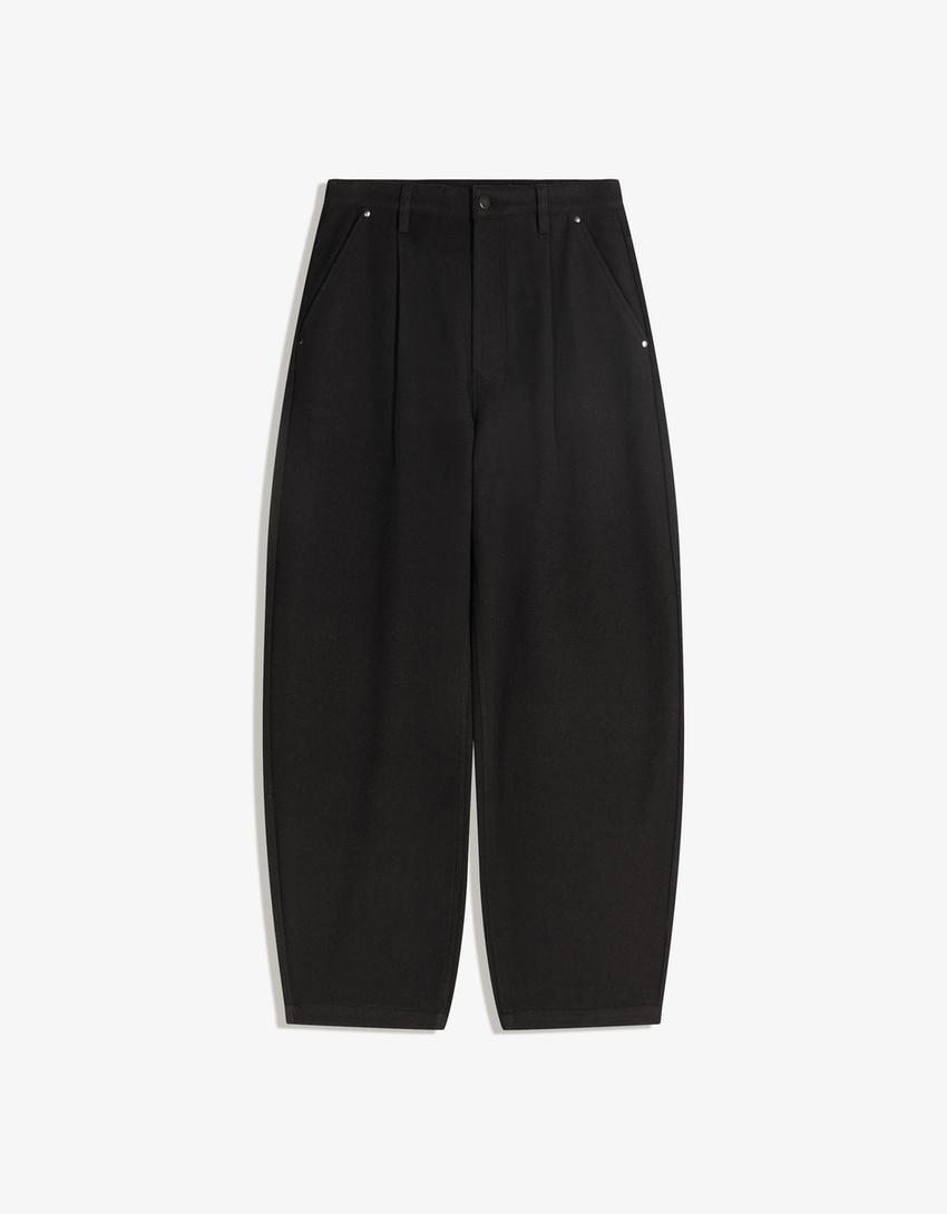 Pantalón balloon franela-Negro