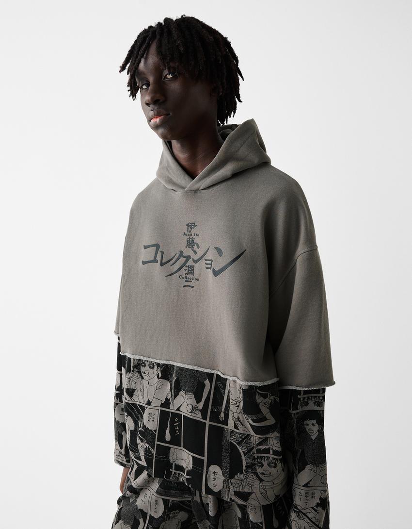 Sweat capuche imprimé Junji Ito Collection-Gris-2