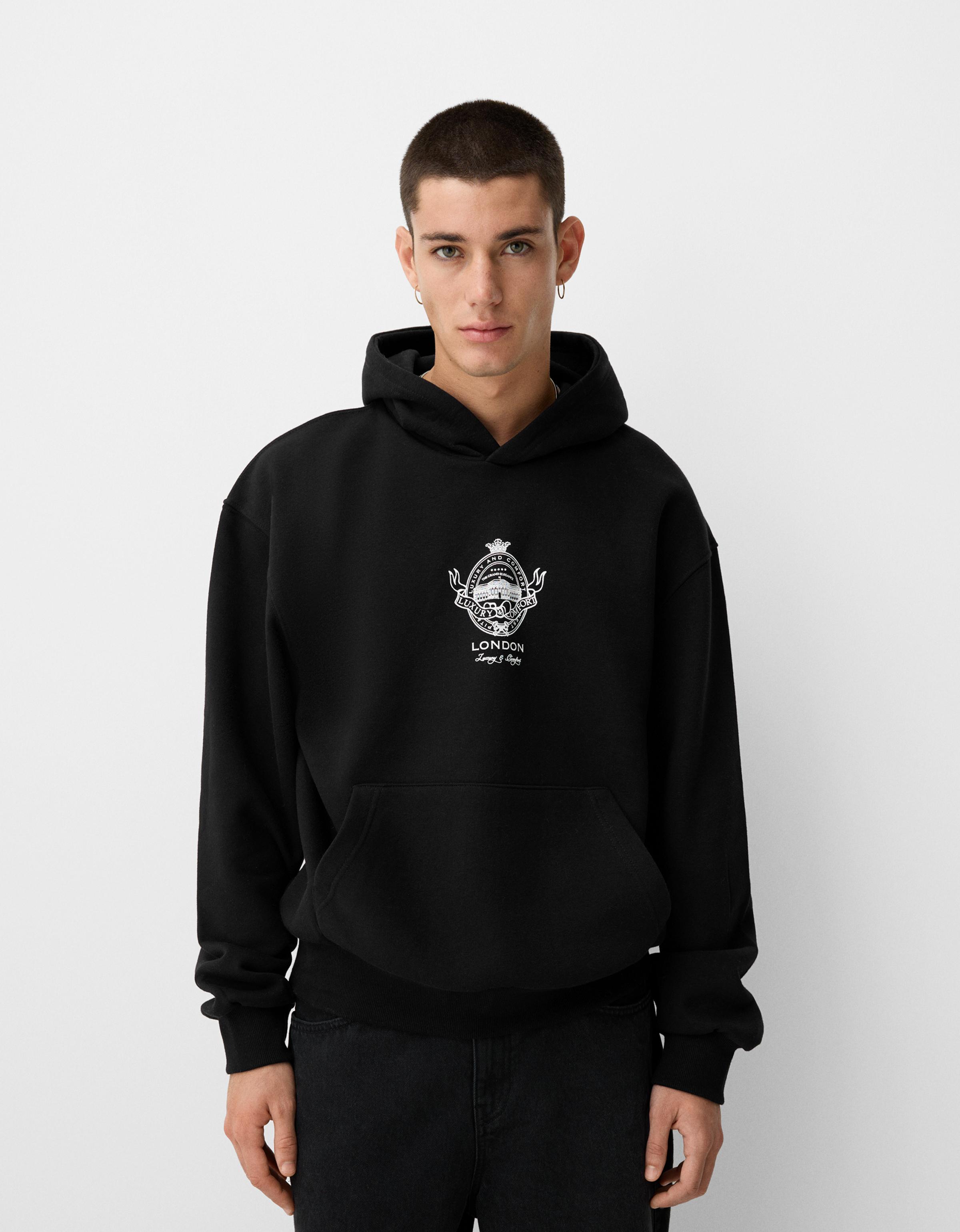 Sudadera capucha oversize print Estampadas Hombre Bershka