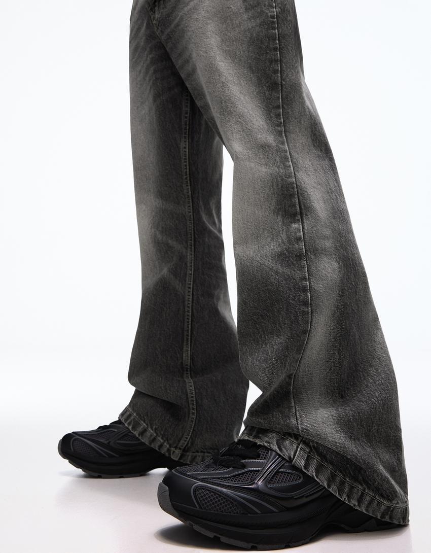 Jeans baggy fit flare fit-Cinzento-escuro