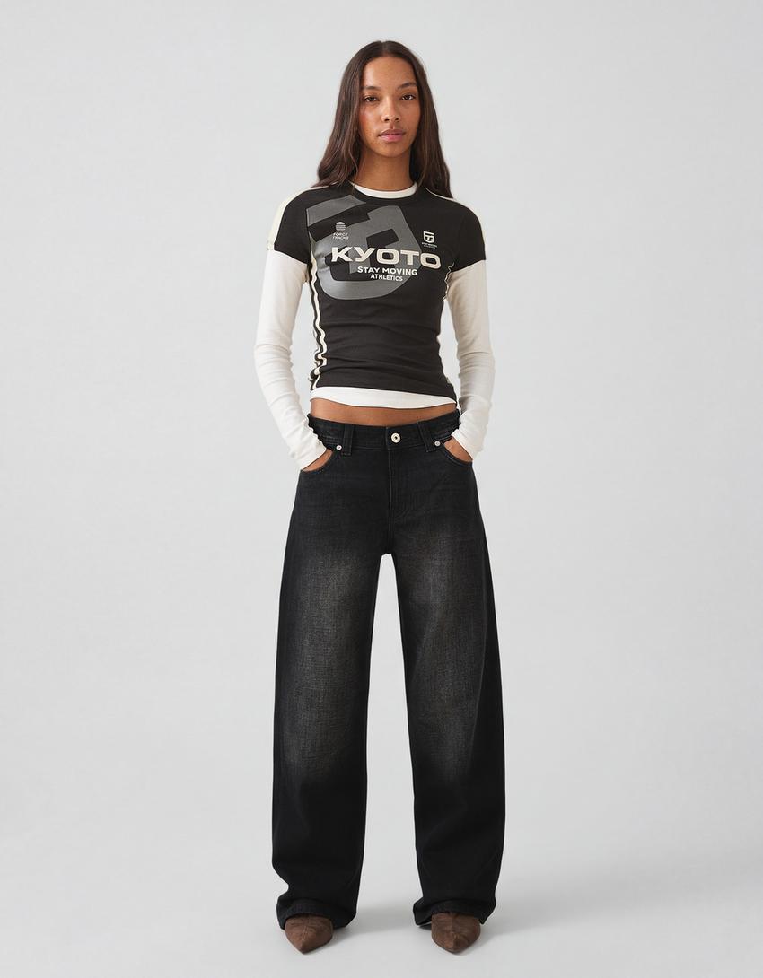 Short sleeve sport print T-shirt-Dark grey