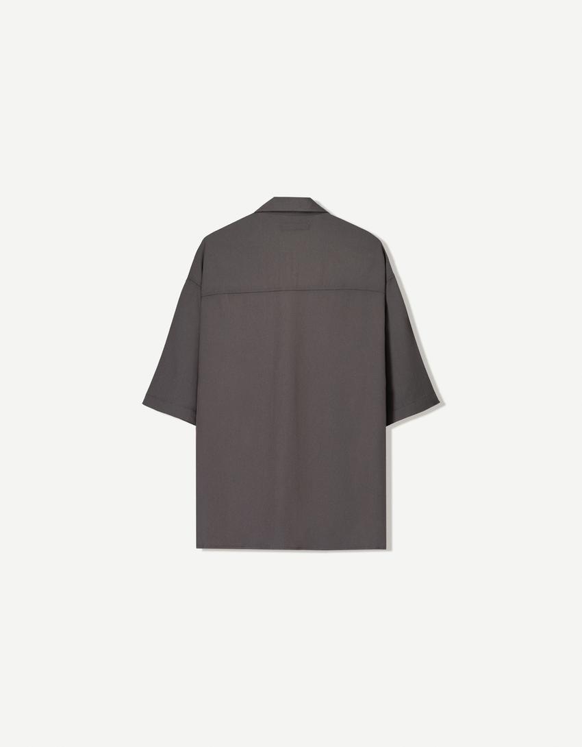 Chemise manches courtes fluide-Gris-4