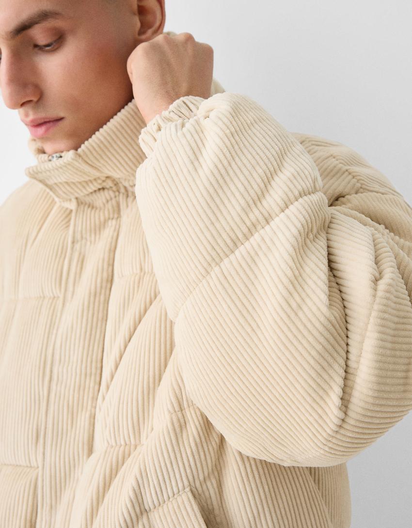 Cazadora acolchada pana-Beige-5