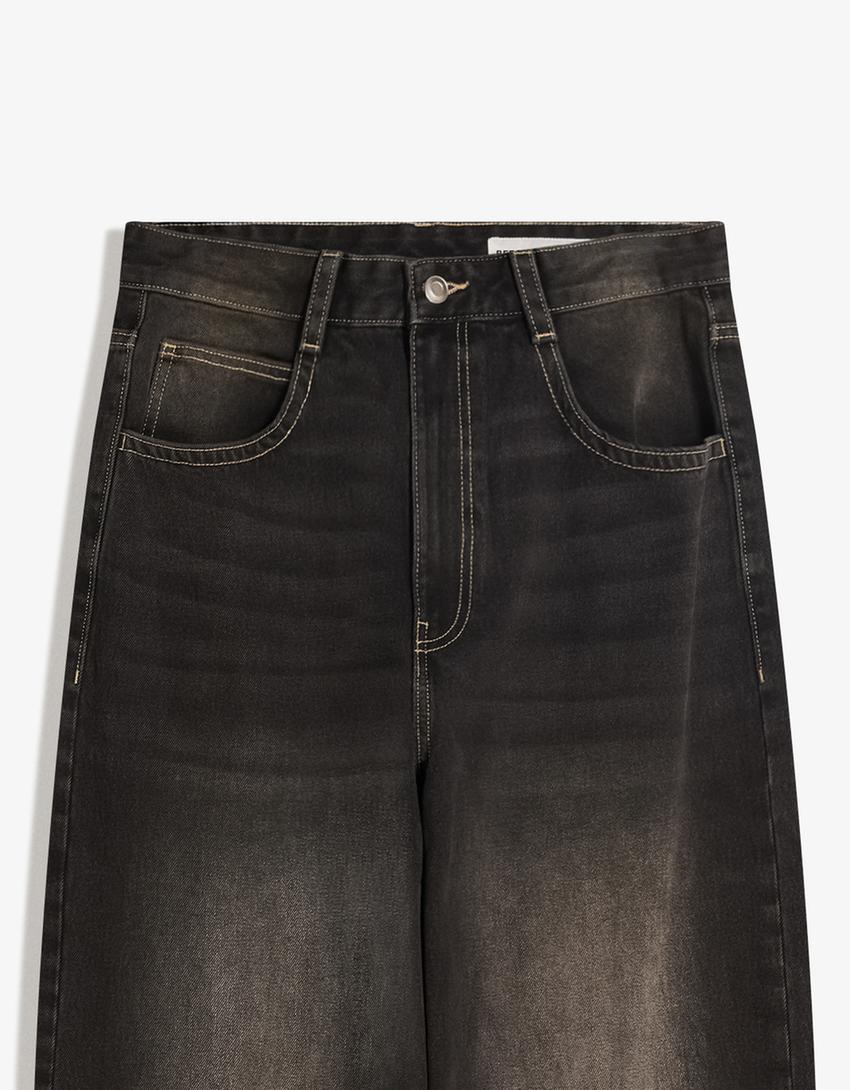 Studded super baggy jeans-Black