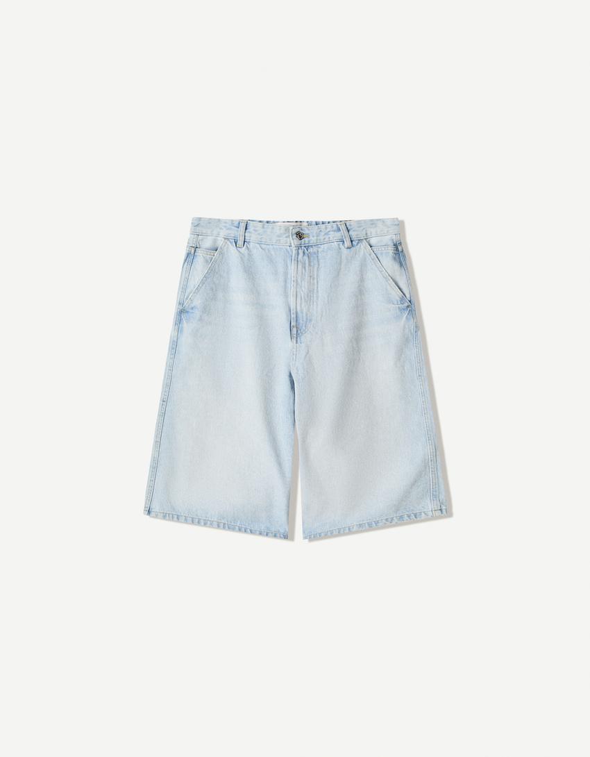 Bermuda denim skater-Bleu clair-0