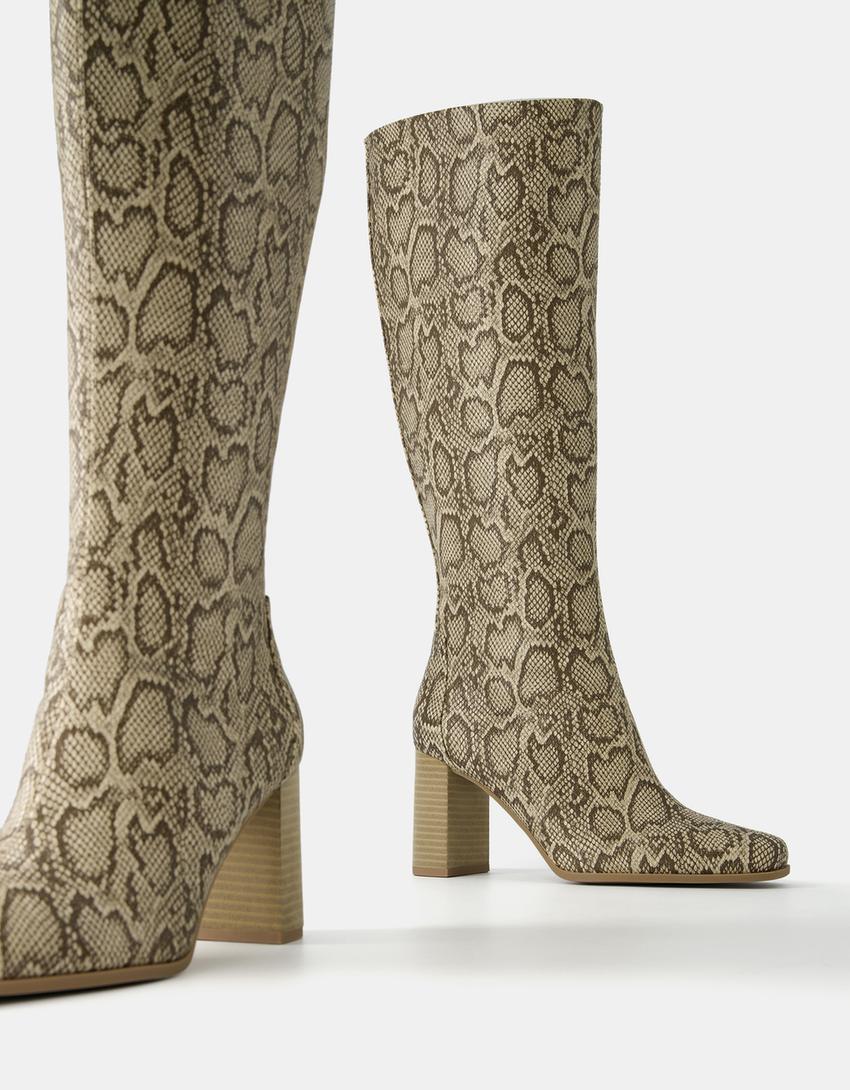 Bottes talon large imprimé animal-Serpent-3