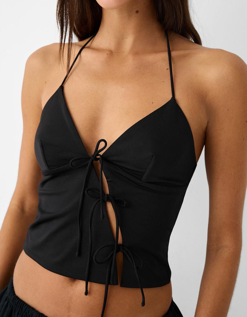 تيشرت بحمالات وتفصيل رباط-أسود-5