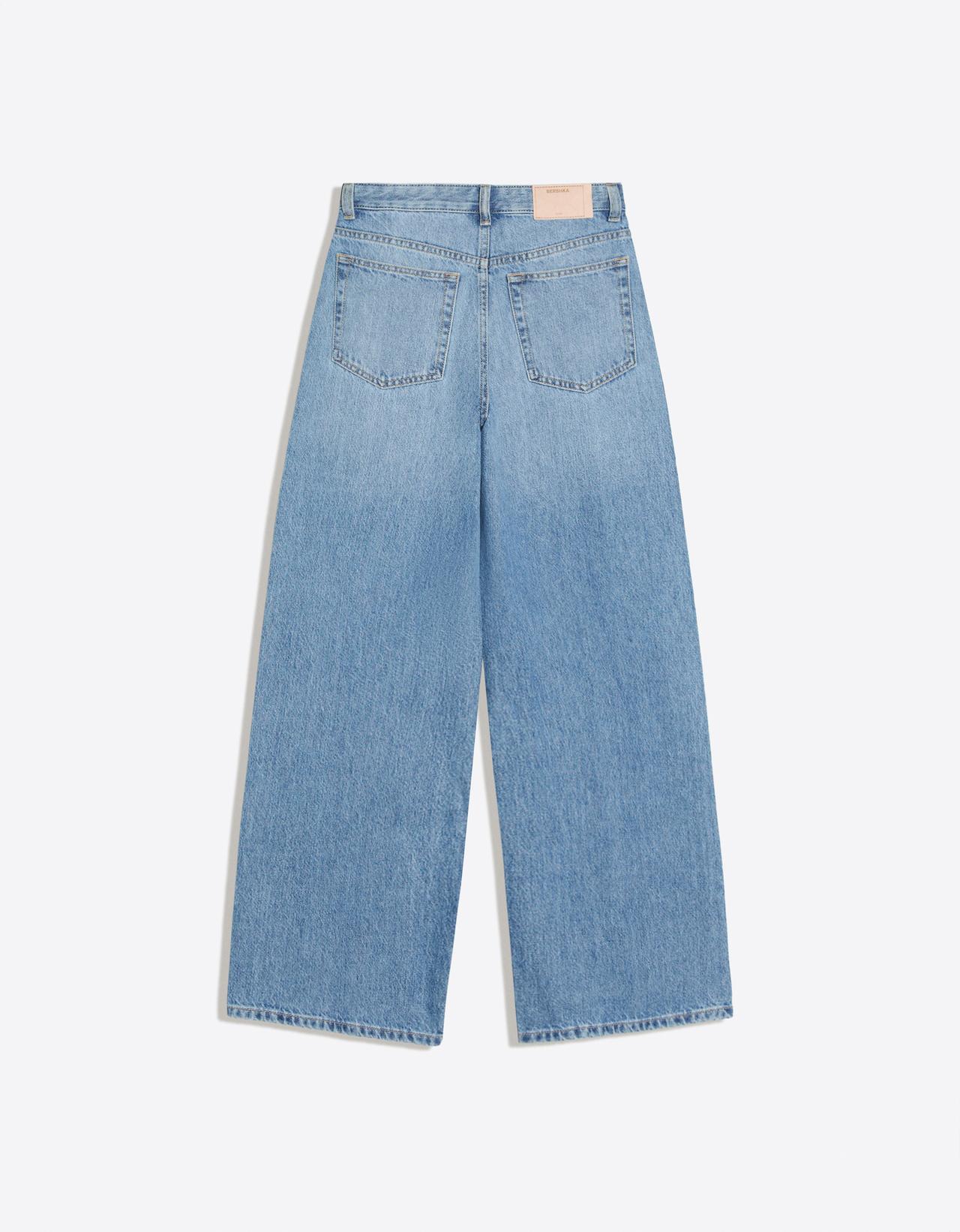 Crossover waist wide-leg jeans — Light blue