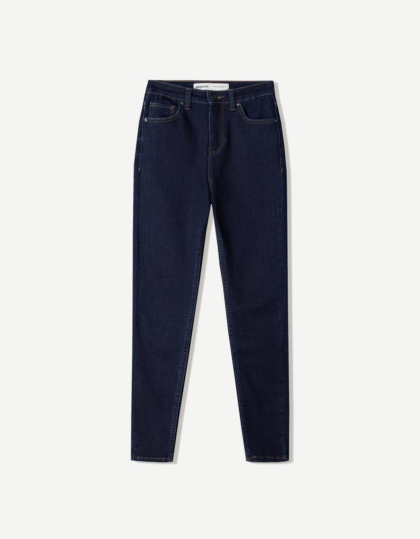 Skinny jeans met superhoge taille-Marineblau